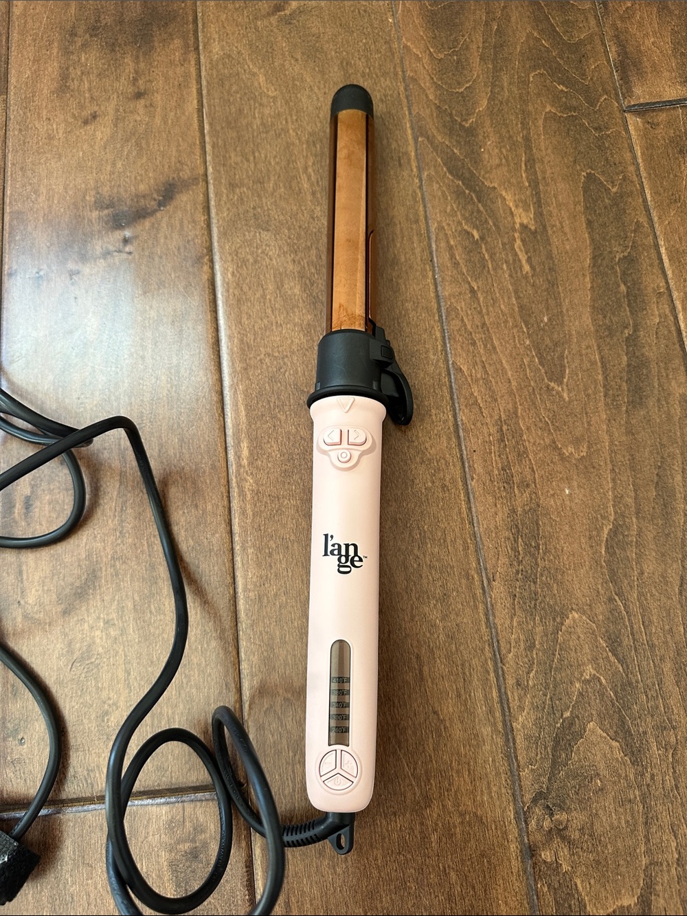 Lange Blush Pink Ceramic Curling Wand with Gold Barrel